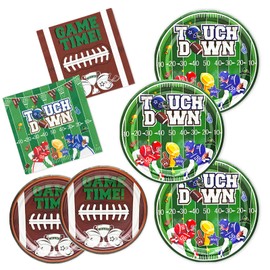 Yavxzvbw 144Pcs Football Party Decorations Football Plates and Napkins Football Party Supplies Plates and Napkins for Football Birthday Party Decorations Game Time Party Supplies