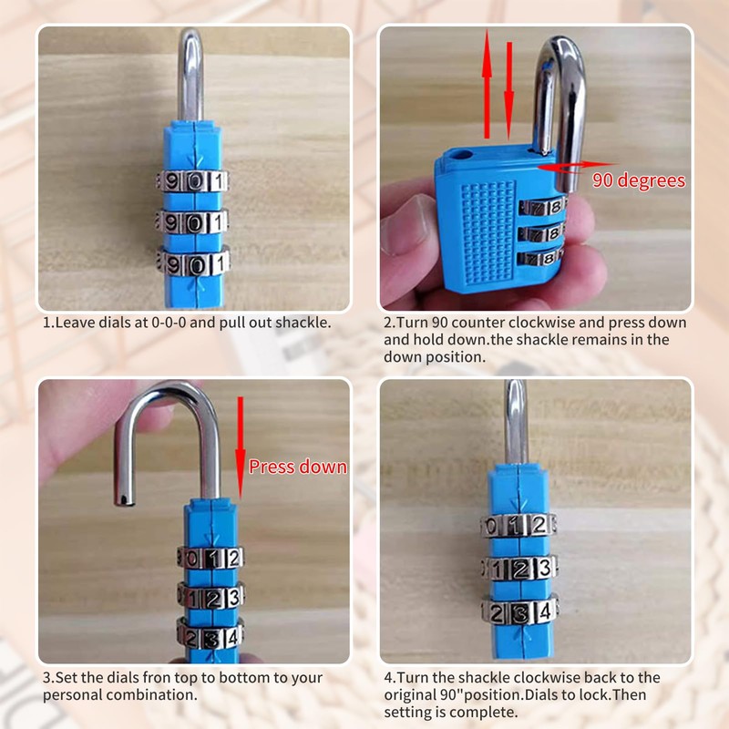 4 Pcs Luggage Locks Combination Padlocks Suitcase Locks Alloy Body