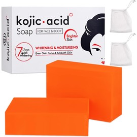 Barra de ácido Kójico, 2PCS Jabón para Iluminar la Piel, Pure Skin Brightening Soap para Dark Spot Corrector Glowing Skin Mejorar la Piel Desigual y Manchas Oscuras,Hidratar la Piel
