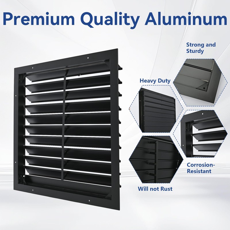 AIWFL 20 Inch Aluminum Automatic Gravity Shutter Louver Vent, 2
