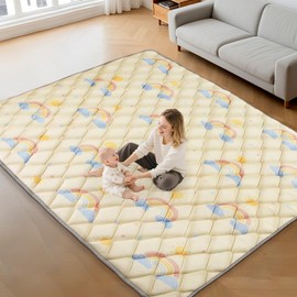 Deeteck Baby Play Mats for Floor - 79x71 In Thicken Soft Padding Foam Playmats for Playpen - Non-Slip Baby Activity Mat for Tummy Time & Crawling - Foldable Play Mat Machine Washable, Rainbow