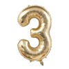 40-Inch White-Gold Number 3 Balloons With Crown, 3rd Birthday Party
