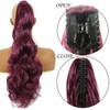 HENSLEELY Wavy Ponytail Hair Extensions Burgundy 18" Long Curly Claw