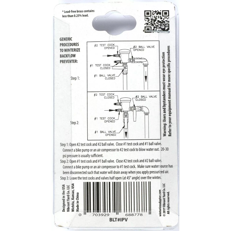 Vibrant Yard Co. LLC Adapters to Winterize Blow out PVB