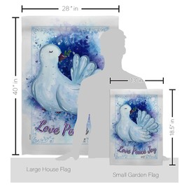 Angeleno Heritage Peace Dove Garden House Flag Kit Wintertime Winter Wonderland Snowflake Snowman Ice Skate Season Snow Decoration Banner Small Yard Gift Double-Sided, Made in USA