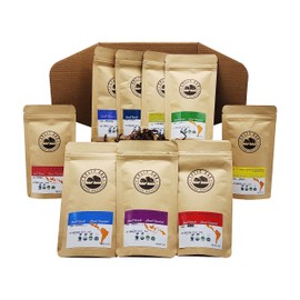 Best Coffee Gift Box Set 9 Assorted Coffees Sumatra Timor Colombia Ethiopia Honduras Mexico Guatemala Brazil Peru. All Amazing Coffee from all Over the World (9 Pack Whole Beans Assorted Coffee 2oz)