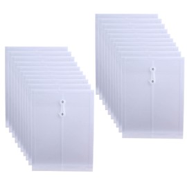 Letter Size Clear Poly Envelopes with String Closure, 20 Pack Plastic Envelope folders with with Top Opening