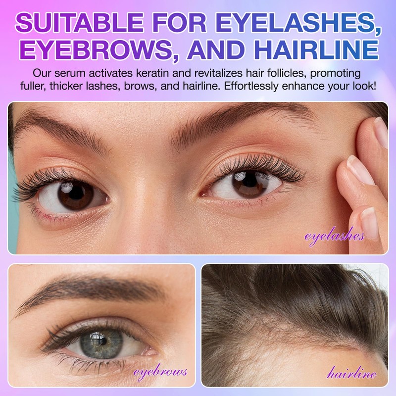 Eyelash Serum for Lash Growth, Natural Peptide Formula with Ginseng