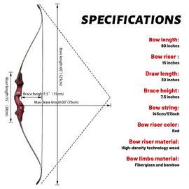 60 Inch Black Hunter Recurve Bow 20-60lbs Bow and Arrow Set with Bow Bag and Arrow Quiver Right Hand Archery Set Adult Beginner Hunting Shooting (35LBS)