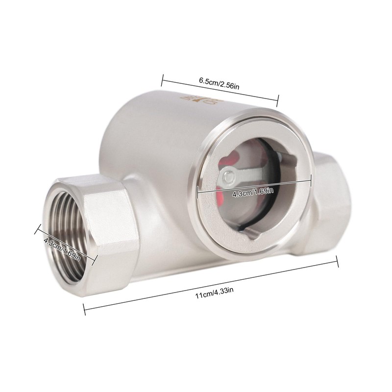 1" NPT Stainless Steel 304 Sight Water Flow Indicator Plastic