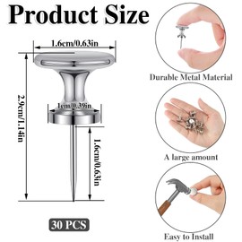 30 Count Jumbo Metal Push Pins 1.14 Inch, Giant Thumb Tacks for Wall hangings 20 Lbs Poster pins for Cork Board Bulletin Maps Office Home Classroom Decorative | BESARME