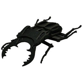 Paper Puzzle, Small Stag Beetle, Black with Dedicated Base PP203-01BK