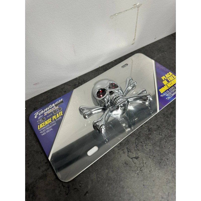 PILOT 3D Red Eyes Skull license plate Stainless Steel rust