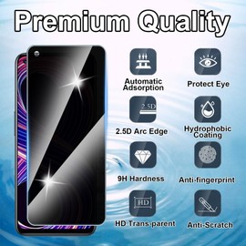 Hirshen [2 Stück] Sichtschutzfolie für Realme 8 Panzer Schutz Glas, Anti-Spähen Privatsphäre Schutzfolie, 9H Härte, Anti-Kratzer, Bläschenfrei,Anti-Spy
