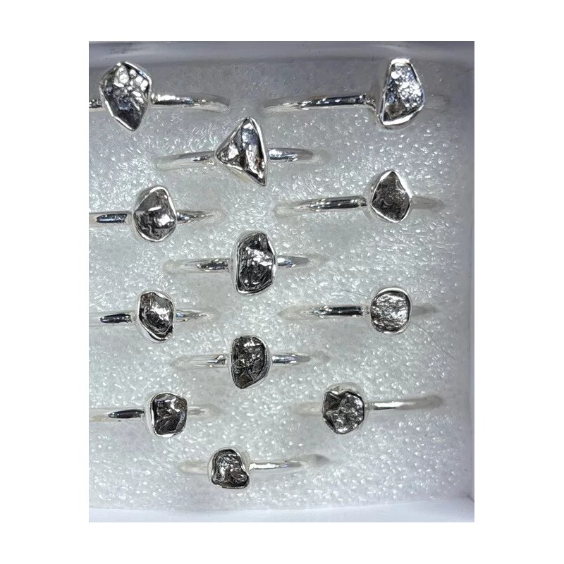 Natural Creations sterling silver stackable ring Size 8 Meteorite Raw