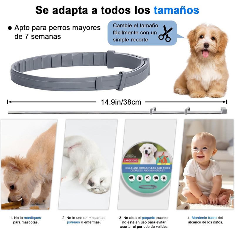 2Pcs Collares para Perros, Collar Impermeable, Cuello Ajustable (27.5in/70cm)