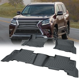 UNSTECH Floor Mats Fit for for Lexus GX460 2014-2023, for Toyota 4Runner 2013-2024, All Weather Floor Mats Full Set 2 Row Front & Rear Custom Fit TPE Rubber Car Floor Liner, Black