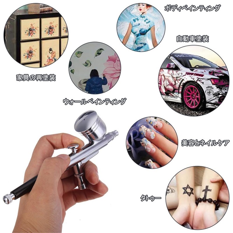 BTtime Airbrush, Gravity Type, Double Action, Airbrush, Integrated Airbrush Cup,