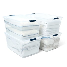Rubbermaid Cleverstore 95 Qt Clear Storage Bins with Lids, 4-Pack, Stackable, BPA-Free, Made in USA