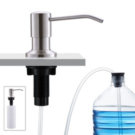 CREA Kitchen Sink Soap Dispenser built in, Soap Dispenser Counter top Soap Dispenser Pump in Stainless Steel with 17 OZ PP Bottle and 39" Extension Tube Kit, Refill from The Top, brushed
