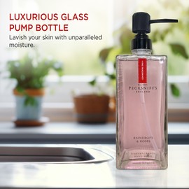 Pecksniff's Moisturizing Hand Wash - Vitamin B Enriched, Natural & Gentle Cleanser, Luxurious Hand Wash 500ml/16.9 fl oz (Glass, Raindrops & Roses)