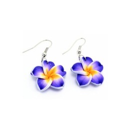 Lovely Hawaiian Plumeria Rubra Dangle Earrings Tropical Flower Bohemia Luau Beach Party Accessories for WomenGifts-Purple