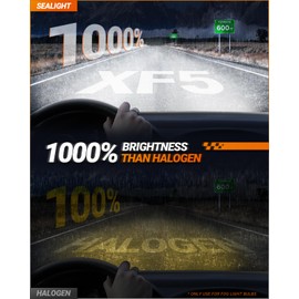 SEALIGHT H10 9145 9140 LED Fog Light Bulb or DRL, 18000LM 1000% Ultra Bright, 12000RPM Cooling Fan, Real 1:1 Design,6500K White H10/9145/9140 Fog lights, IP68 Waterproof, Pack Of 2