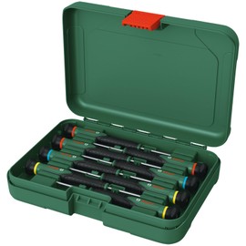 Bosch Präzisionsschraubendreher Set 8-teilig (Erstklassige S2-Stahl-Schraubendreher für Heimwerken und Modellbau; Präzise und magnetische Spitze; PH/TX/SL; Farbcodierte Größe; Softgrip)
