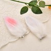 Pink Bunny Ears Hair Clips for Girls 2PCS Furry Rabbit