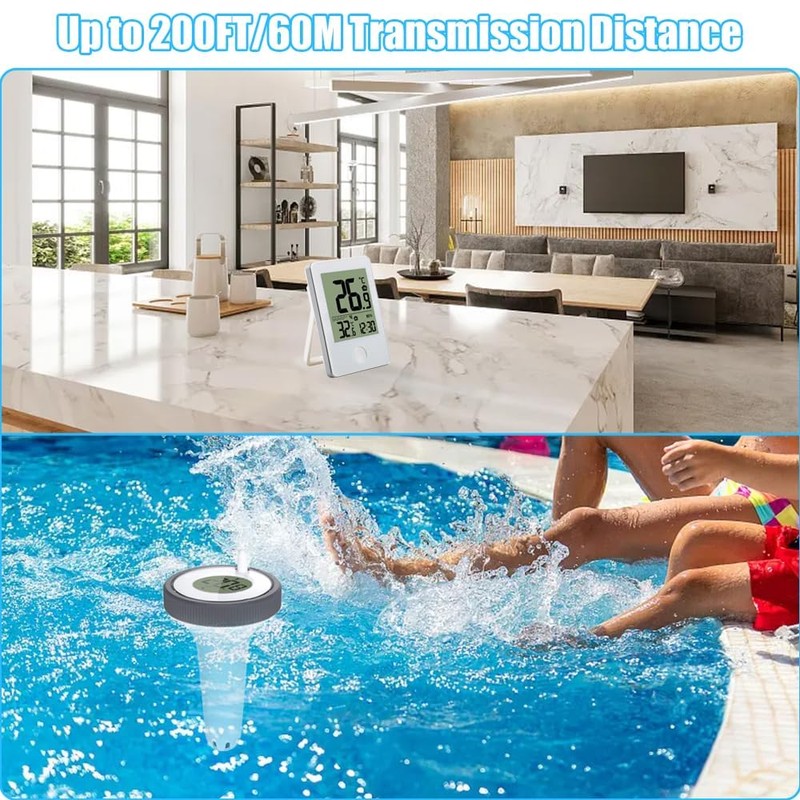 Benustra Digital Pool Thermometer, Pool Thermometer Floating Easy Read with