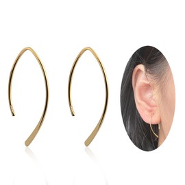 Pull Through Earrings Threader Earrings 14K Gold Earrings Hypoallergenic Minimalist Earrings Thread Earrings Gold Drop Earrings for Women Trendy