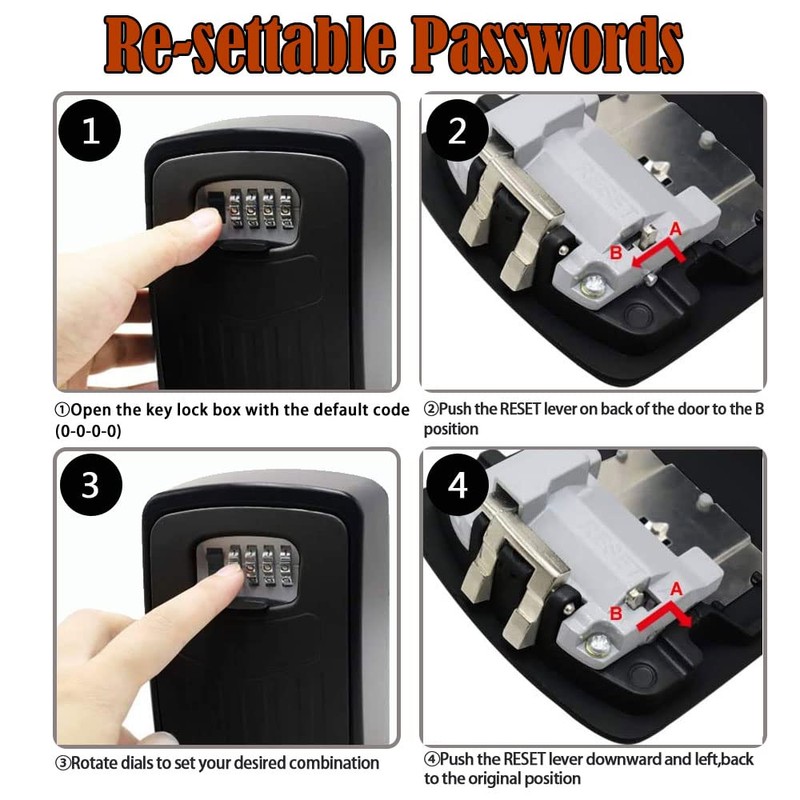 Extra Large Key Storage Security Lock,V-Resourcing Door Knob Mounted,Resettable 4