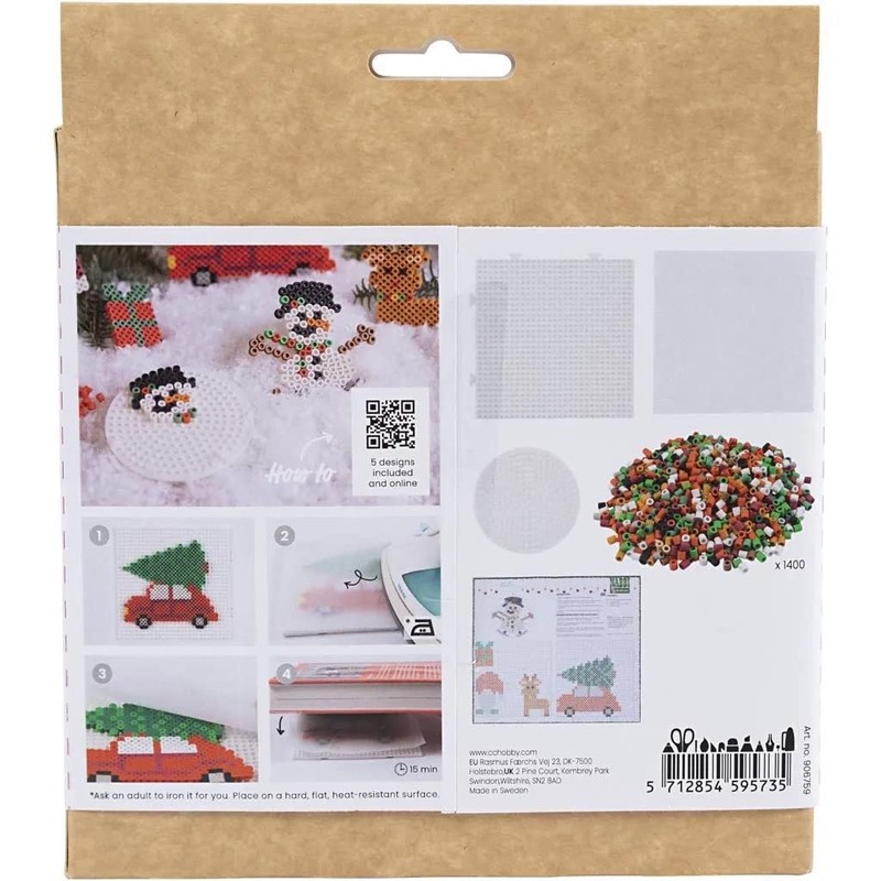 creotime Nabbi® Organic Ironing Beads Creative Set, 100% Compostable, Christmas