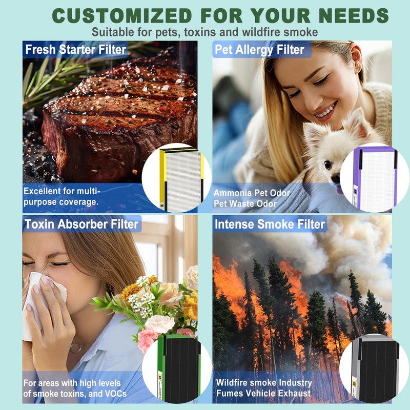 GRN FIL Upgraded FLT4825 HEPA Filter B Replacement for GermGuardian
