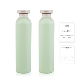 UMETASS Pack of 2 Travel Bottles for Filling, Leak-Proof Travel Time Set, Travel-Size Shampoo Container with Flip-Top Lid, Empty Travel Bottles (Green, 260 ml)
