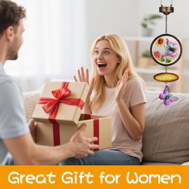 copinpin Butterfly Solar Lantern Outdoor Waterproof Welcome Sign lamp Birthday Gifts for Women Mom Outside Hanging Lights Decor for Garden Yard Patio Backyard Porch