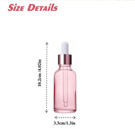ROHIJALE 8Packs 1OZ/30ml Pink Glass Dropper Bottles For Essential Oils Glass Eye Dropper Bottle with Rosegold Top and Pipettes Pink Lab Dropping Dispenser Bottles For Travel Cuticle Massage Perfume