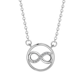 F.ZENI Women's 925 Sterling Silver Sparkle Cubic Zirconia Kiss Necklace Accent Infinity Forever Chains for Women, Cubic Zirconia, Cubic Zirconia