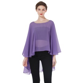 BEAUTELICATE Women's Stole Scarf Chiffon Cape Elegant for Wedding Dress Evening Dress Festive Prom Dress Beach Dress, Short Style - Lavender