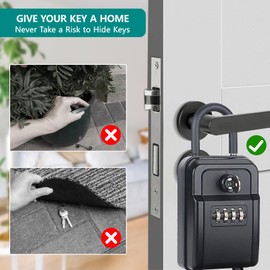 Piclafe Key Lock Box, Sturdy Waterproof Lock Box for Keys for Door Handle, 4-Digit Combination Lockbox, Large Capacity Security Key Hiders for Outdoor, Indoor to Store House Keys, Car Keys, ID Cards