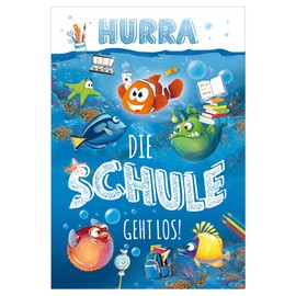 KE - First day of school card for children - card for the beginning of school - in DIN B6 format - folding card incl. envelope: Design: Underwater World