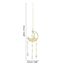 PATIKIL Moon Suncatcher, Yellow Crystal Crystal Sun Catcher Hanging Prism Wind Chimes for Indoor/Outdoor Window Home Car Garden Wedding Birthday Party Decor, Yellow