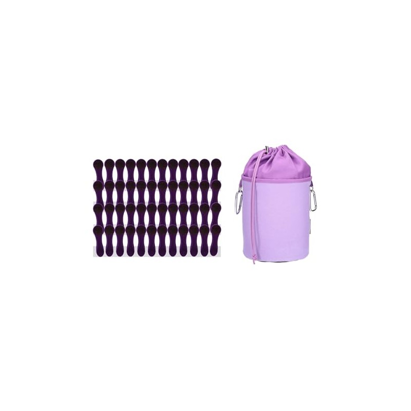 bellaCott 48 Clothes Pegs with Spiral Springs Soft Grip Purple