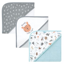 Hudson Baby Unisex Baby Cotton Rich Hooded Towels, Alphabet, One Size