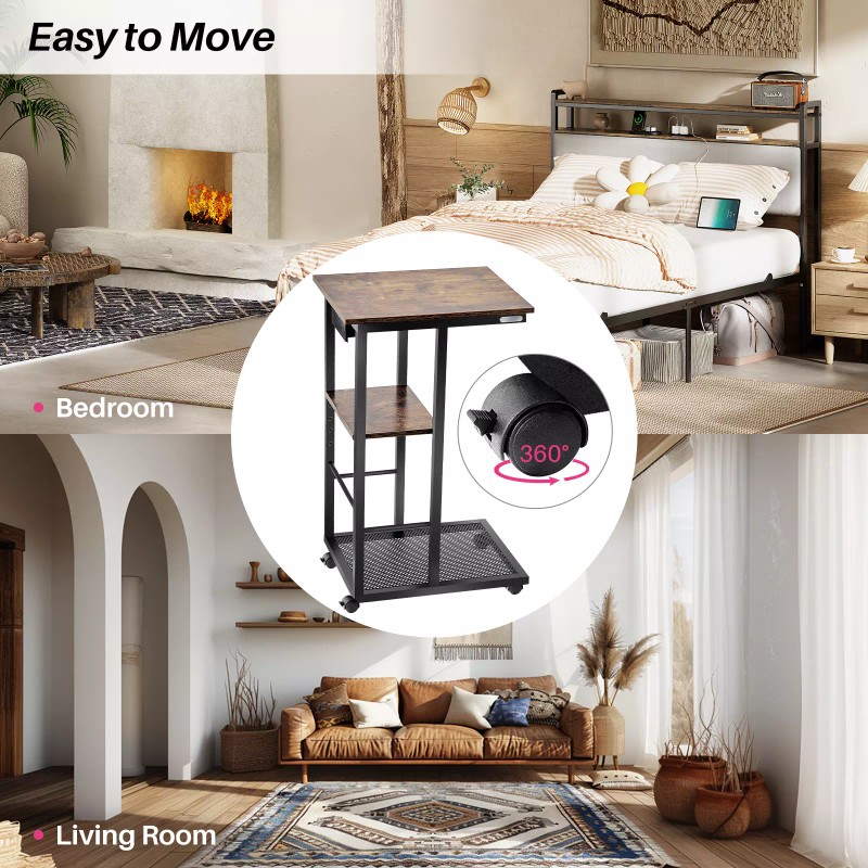 Redlife C Shaped End Tables Set of 2 Sofa Couch