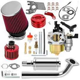 YOXUFA 212cc Carburetor Exhaust Pipe Muffler Stage 2 Kit for Predator 212cc 224cc 196cc 200 6.5hp Engine Coleman CT200U BT200X CT200U-EX Baja Warrior MB200 GX160 Mini Bike Go Kart Parts