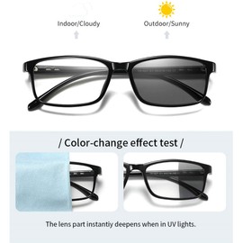 laureles 2020 Fashion Men's Transition Square Photochromic Reading Glasses Women Vintage TR90 Full Frame Eyewear Female (Black, 1.25, multiplier_x)