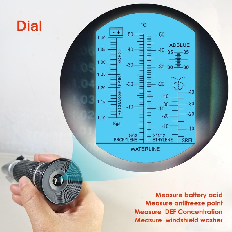 4-in-1 DEF Antifreeze Coolant Refractometer for Automobile Antifreeze System, Diesel
