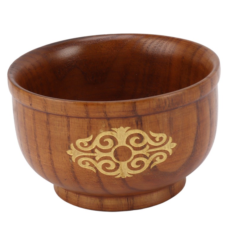 Wooden Rice Bowl Jujube Wood Anti Scald Exquisite Elegant Round