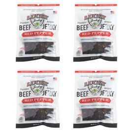 Lucky Beef Jerky Red Pepper Slab, 3 Ounce (Pack of 4)